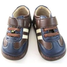 Baby Boy Squeaky Zapatos Tri Color Marrón Marino Beige